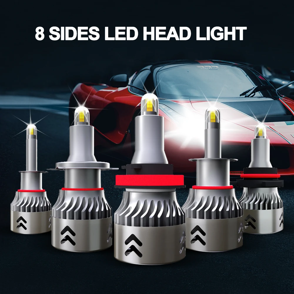 

New 8Sides CSP 13500LM H8 H11 Fog lights h7 LED Headlight HB3 9005 HB4 H3 5202 880 881 H27 LED H1 9012 HIR2 Lamp 12V 6000K
