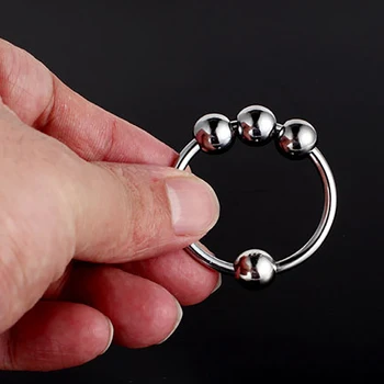 SAMOX 6 Sizes Metal Penis Ring Sex Toys for Men Male Delay Ejaculation Stainless Steel Cock Ring With 4 Beads Glans Stimulator 2