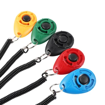 Dog Training Clicker Pet Cat Plastic New Dogs Click Trainer Aid Tools Adjustable Wrist Strap Sound Key Chain Dog Supplies 4