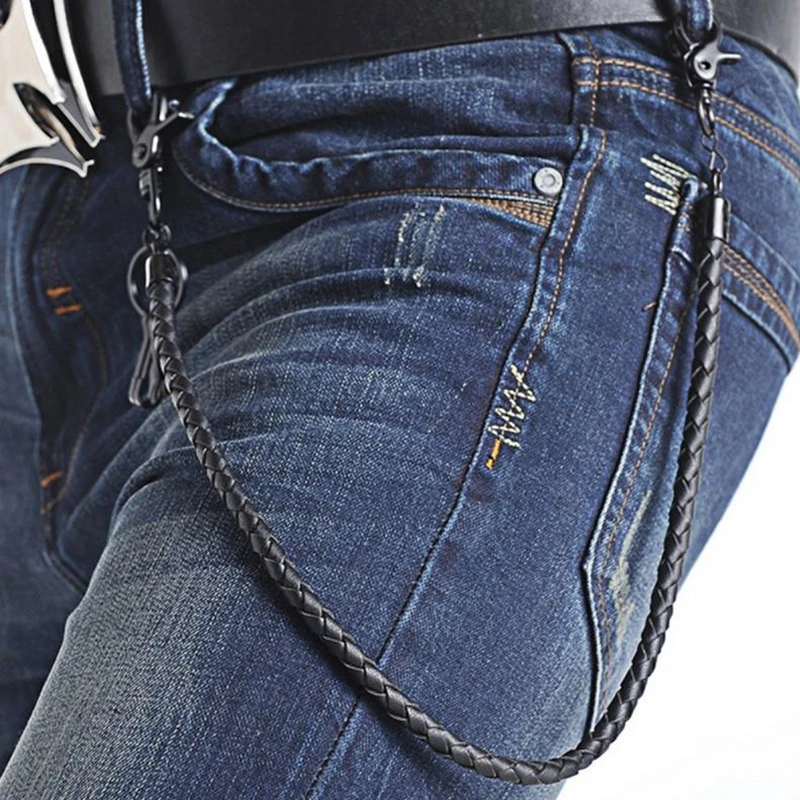 Leather Rope Pants Chain Jeans Chain Wallet  Leather Chain Pants Men -  Leather Chain - Aliexpress