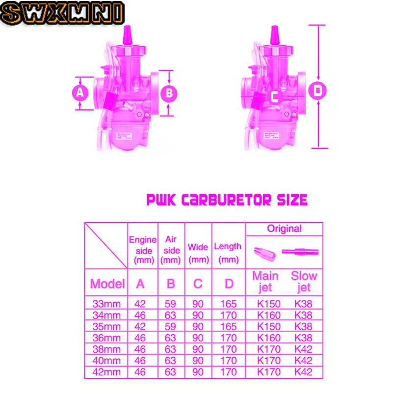 42mm carburador para keihin 2 t 4