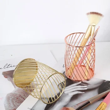 

Practical Nordic Style Makeup Brush Storage Basket Simple Wrought Iron Pen Holder Metal Household