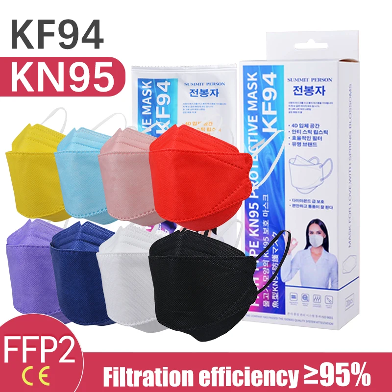 Mascarilla facial protectora de pez KF94 KN95 CE FFP2 para adultos, paquete Individual