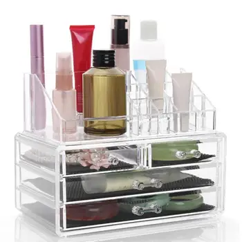 Organizador de maquillaje de escritorio, Caja de almacenamiento con cajones para cosméticos, Caja de maquillaje transparente, Caja de maquillaje, Caja de almacenaje