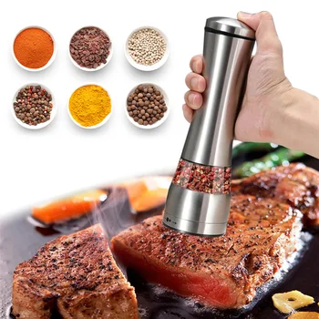 

Electric Salt and Pepper Mill Grinder with LED Light Battery Operated Grinding Core Mill Adjustable Coarseness Mills for Kitchen