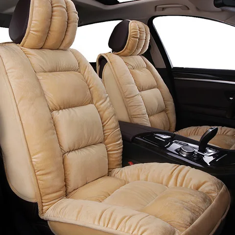 beige front 1pcs Новое поступление сохраняющая тепло зимняя подушка для сиденья автомобиля не двигается универсальный чехол для автомобильных сидений чемодан не скользит - Название цвета: beige front 1pcs