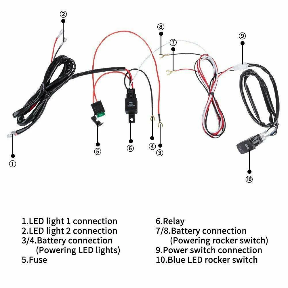 12V SUV ATV красный светодиодный светильник бар Кулисный Переключатель Жгут проводов