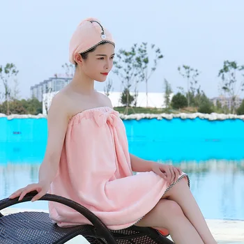 

Coral Fleece Bath Dress Can Wear A Variety Of Bath Towels Comfortable Soft Bathrobe Absorbent And Quick-Drying Tube Top Negligee