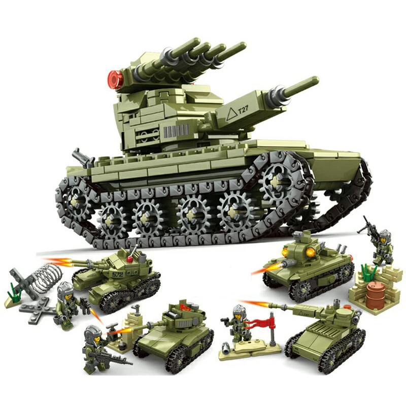 

Kids Small Particles Assembled Building Blocks Bricks Field Troops 4 in 1 Tank Model Assembled Military Blocks Toy for Children
