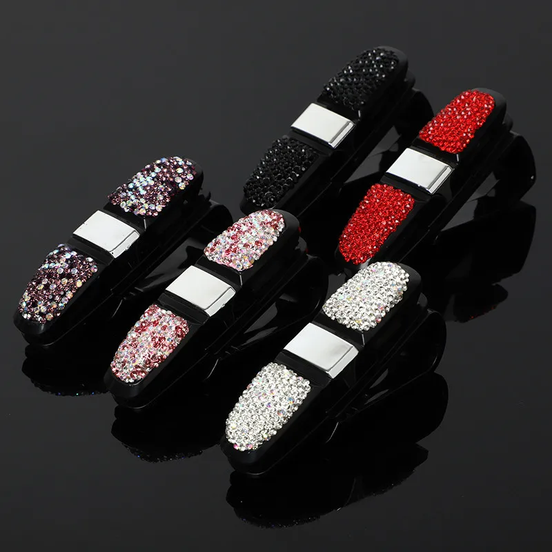 

Diamond Set Car Mounted Glasses Multi-functional Car Sunglasses Holder Car Creative Sun Shade Card Clips for Storage