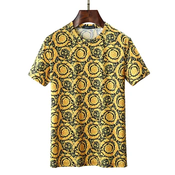 

Seestern brand new men's T shirt print Gold 3D Paisley pattern designer fashion casual spring summer man short sleeve tops tee