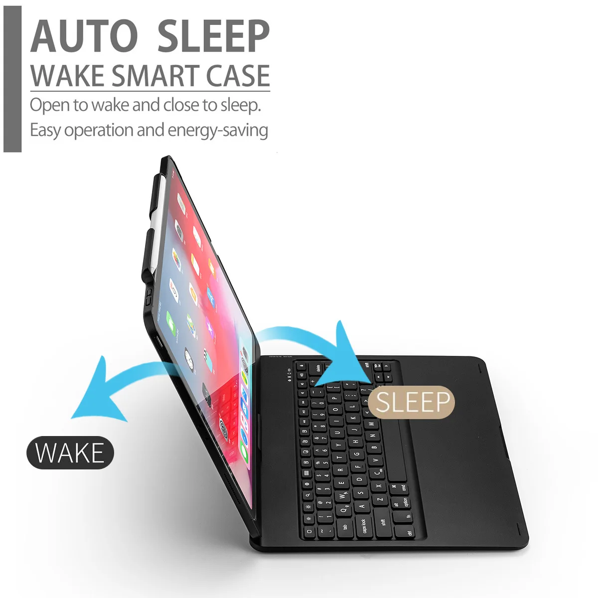 Вращение на 360 градусов для iPad Pro 12,9 чехол для планшета Folio Stand 7 цветов с подсветкой Беспроводная клавиатура автоматическое Пробуждение/спящий чехол для планшета