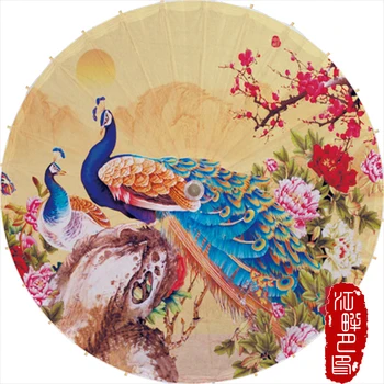 

Dia 100cm Ancient Mountain Peacock Oiled Paper Handmade Traditional Parasol Japanese Animal Flower Decoration Umbrella