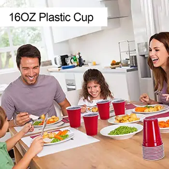 

50PCS 450ML Red Beer Pong Disposable Plastic Cup Redcups Party Cup