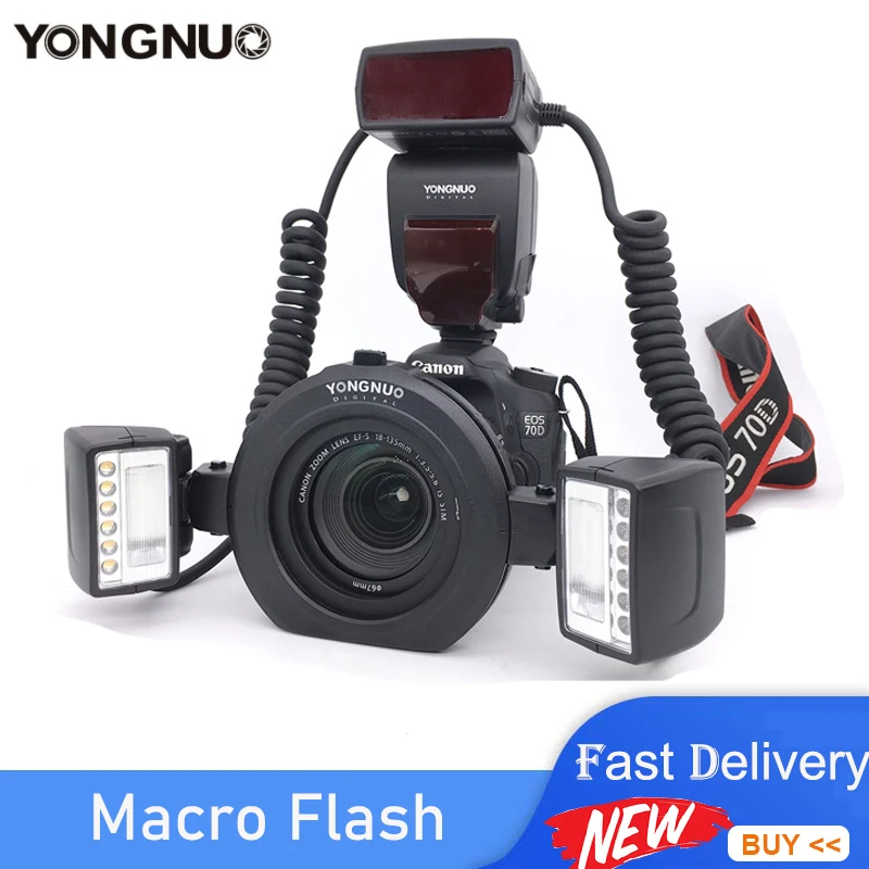 

Вспышка Yongnuo YN24EX ETTL для макросъемки для камер Canon с двойной головкой для вспышки 2 шт. + переходные кольца 4 шт.