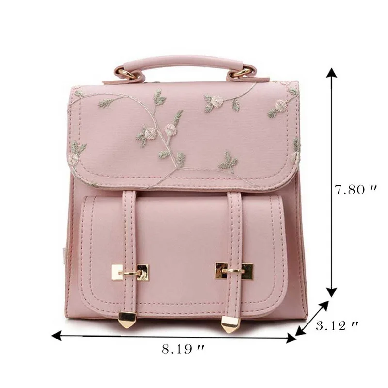 WENYUJH Fashion School Backpack Teenage Girls High Quality Leather Women Shoulder Bag Backpack Floral Embroidery Design Rucksack