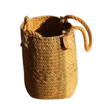 

Wicker Weaving Storage Basket Loaf Container Flowerpot Basket Craft Hamper Foldable Wickerwork Handmade Home Decoration Laundry