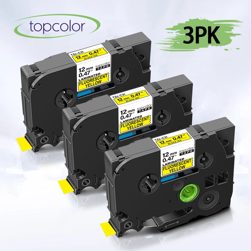 Topcolor 3PK P лента для сенсорных этикеток tze совместим с флуоресцентной лентой Brother C31