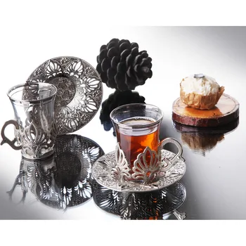

2020 Latest Collection Ahu Silver Color Turkish Tea Cups Set