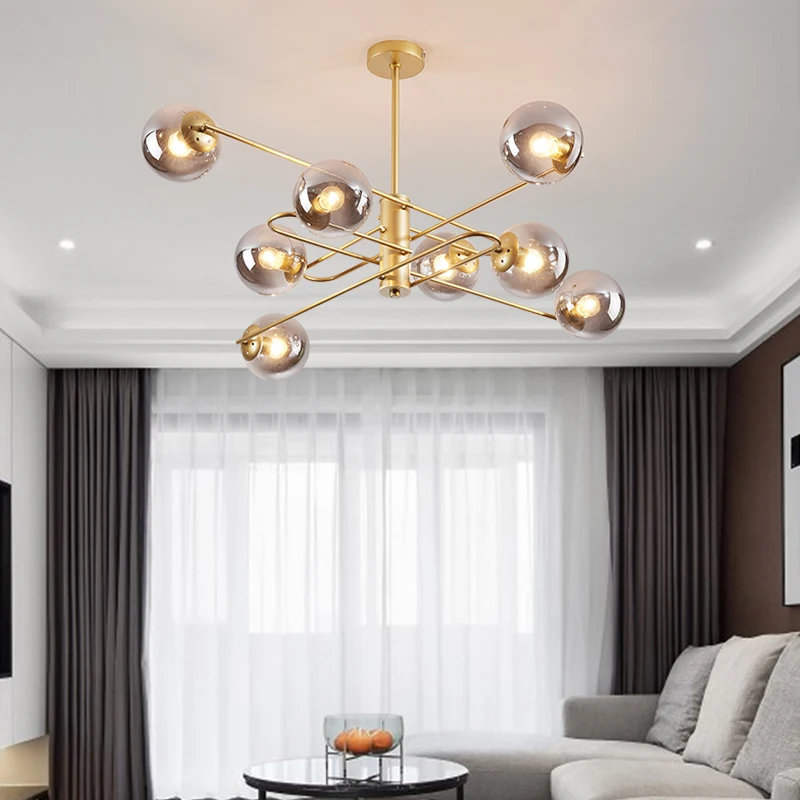 

LED Chandelier Lighting Living Room Decoration Glass Chandeliers Lamp Dining Room Hanging Lamp Indoor Lobby Decorative