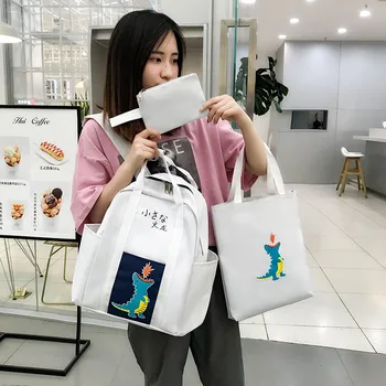 

3pcs School Backpack Bookbag for Women 2020 Summer New Fashion Cartoon Students School Shoulder Bags Canvas Laptop Backpacks