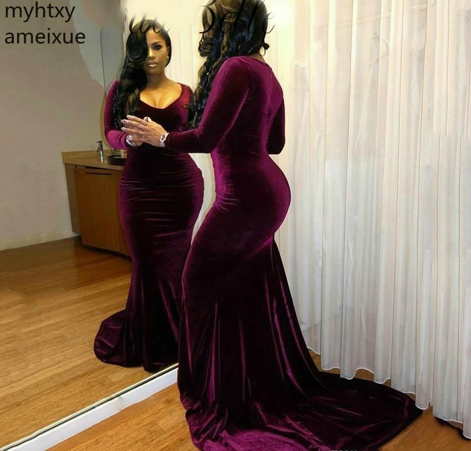 purple velvet prom dress