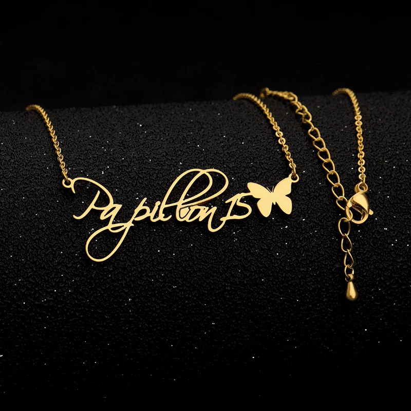 Персонализированные милые бабочки имя кулон ожерелье из нержавеющей стали пользовательское имя ожерелье Женщины Девушки праздничные украшения лучшие подарки