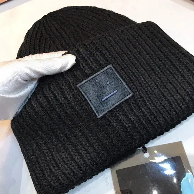 AC Studios Smiling face Beanie Skull Caps knitted Cashmere Eye Warm Couple Lovers Acne Hats Tide Street Hip-hop Wool Cap Adult
