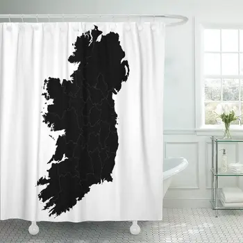 

Drawing Map Ireland Country on Outline Shape Abstract Atlas Shower Curtain Waterproof Polyester Fabric 72 x 78 Inches Set