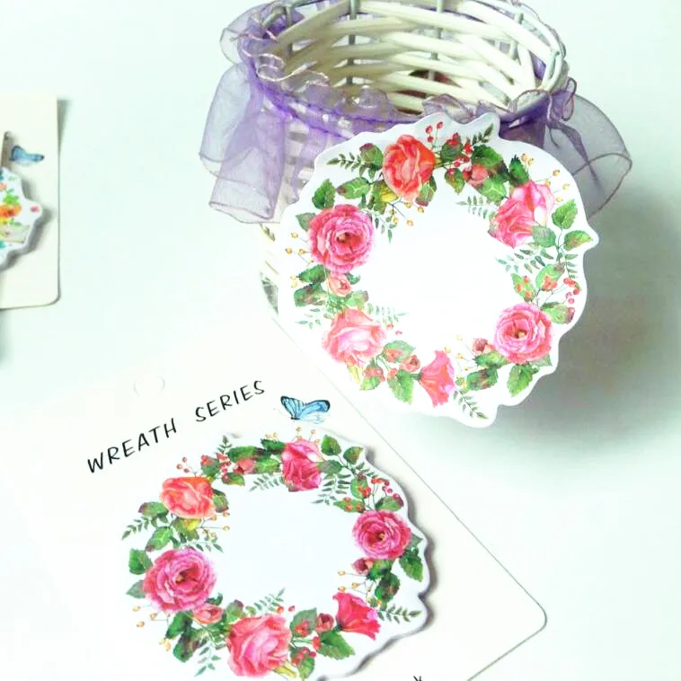 

1pack/lot Fashion Sweet Flower Wreath Convenient Writing Sticky Notes Memo Pad Message Papelaria Gift Cute Stationery
