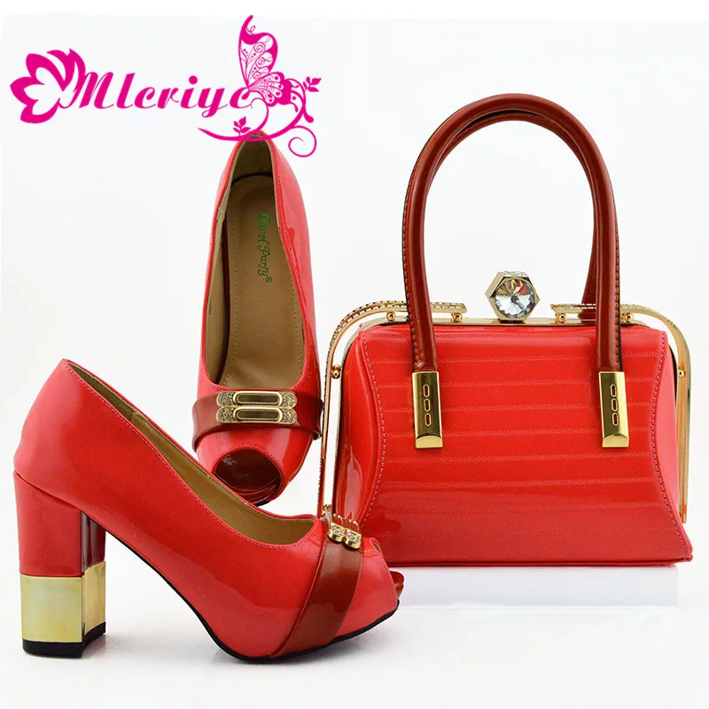 

Italian Shoe With Matching Bag For Party red Stones Wedding Shoes And Bag Set High Quality Women Pumps