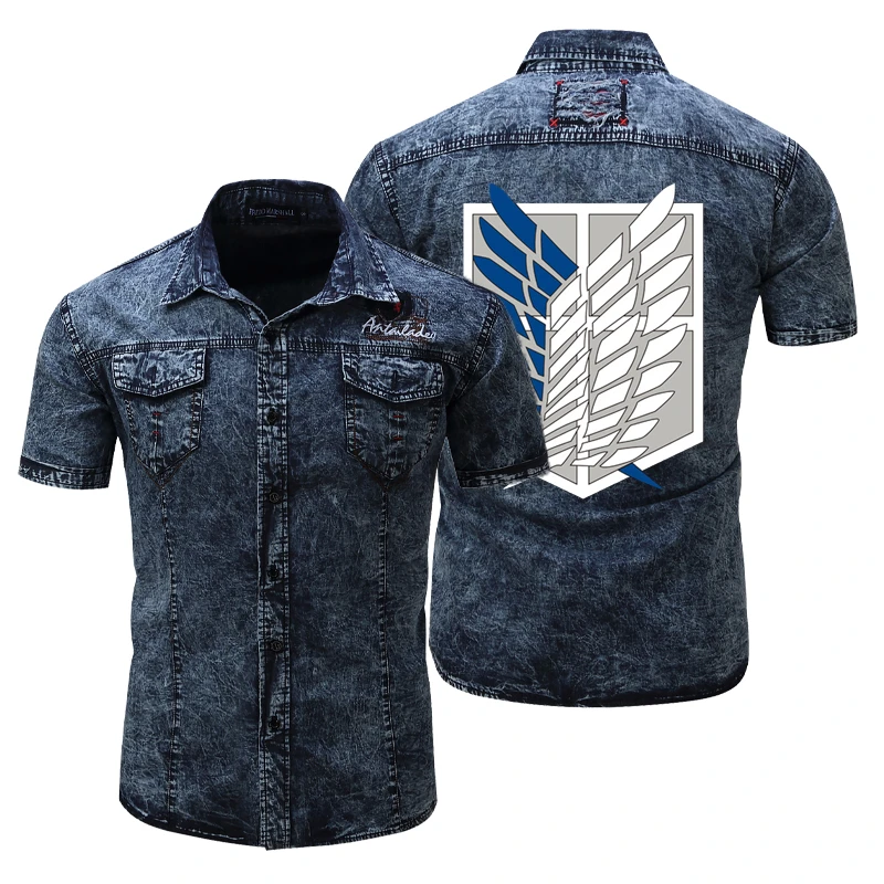 plus size short sleeve denim shirt