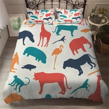 

Toddler Bedroom Decor Bedding Cartoon Animal Microfiber Duvet Cover Set 2 /3 Piece