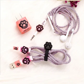 

1 Set USB Cable Earphone Protector Cable Winder Cartoon stickers USB Charger cable cord protector For iphone 5 5S 6 6s Plus 7