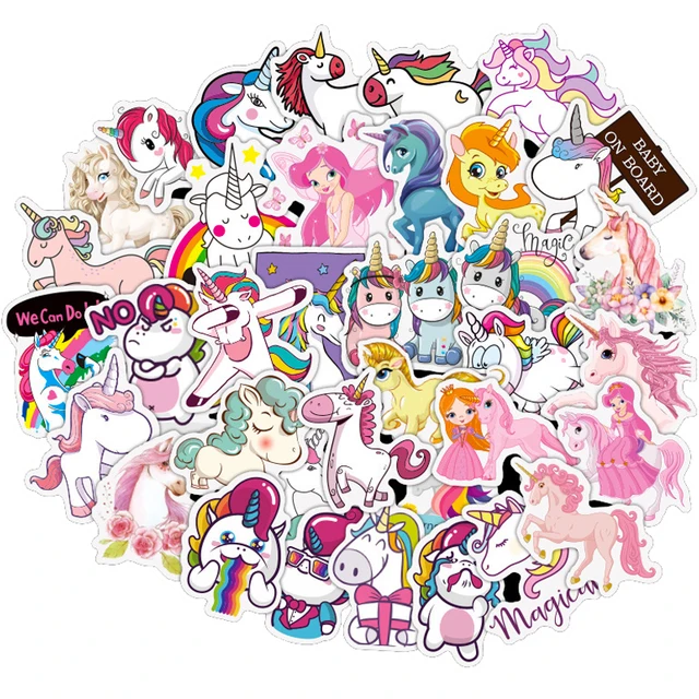10/30/50PCS Cute Unicorn Waterproof Stickers Car Motorcycle Travel Luggage Phone Guitar Laptop Classic Toy Kid Cool Sticker Gift 1