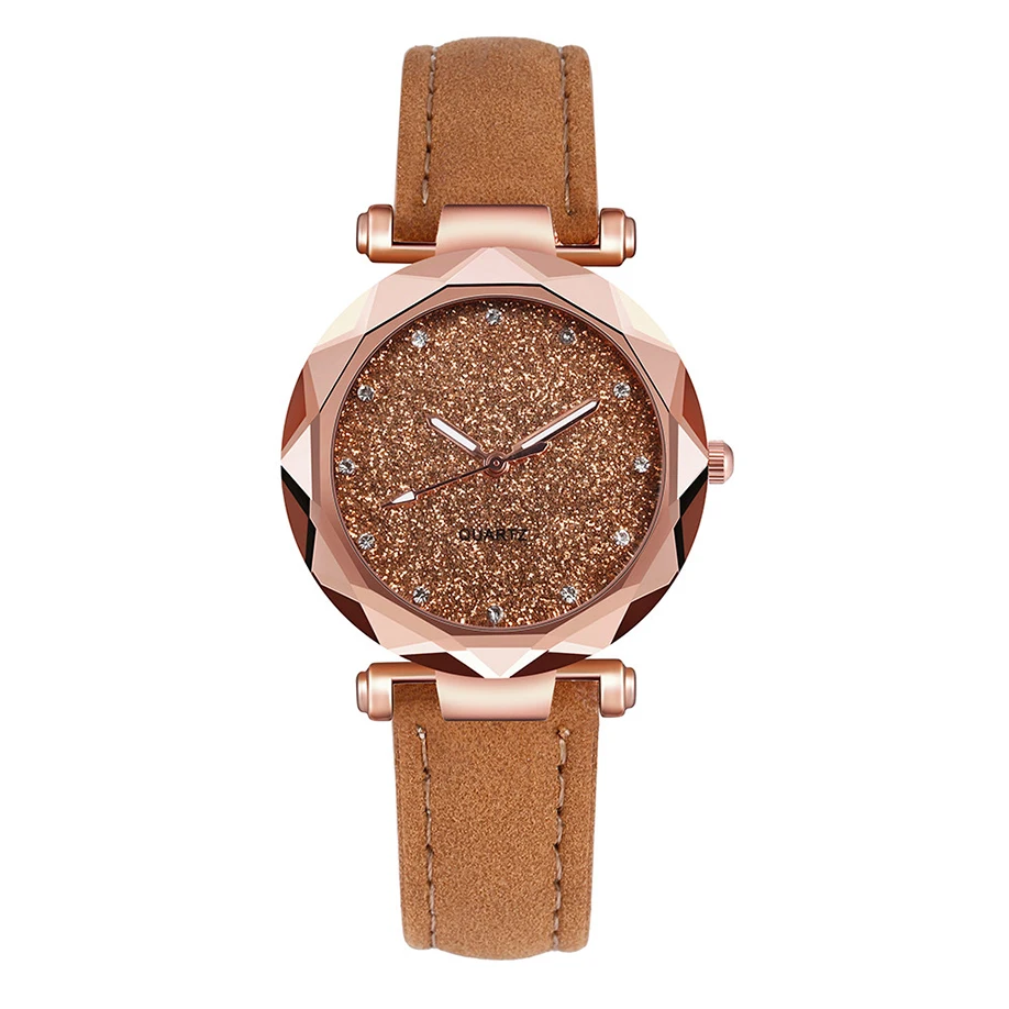 Женские часы Relogio Feminino розовое золото модные роскошные кварцевые наручные часы со стразами для женщин женские часы подарки, Прямая поставка - Цвет: Brown