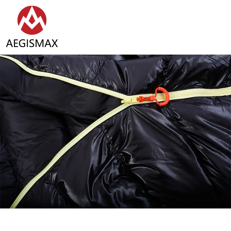 Спальный мешок AEGISMAX для взрослых длина 200x86 см черный ультралегкий с гусиным