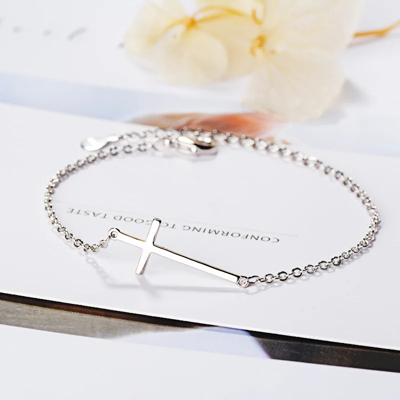 Bracciale Con Ciondolo A Croce In Argento 925 E Zirconi: Gioiello Donna Elegante E Trendy, Regalo Per Compleanno E Feste