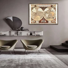 30*20cm The World Map Vintage Canvas Painting World Globe Latin Wall Art Poster School Supplies Living Room Home Decoration