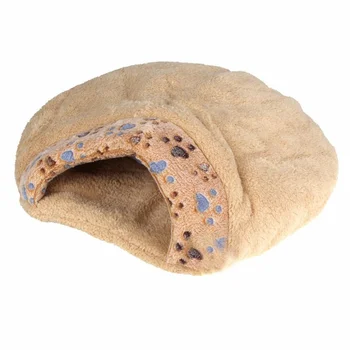 

New Winter Warm Pet Dog Cat Bed House Cushion Half Covered Bed Sleeping Bag Comfortable Cute Hamburger Shape Plush M