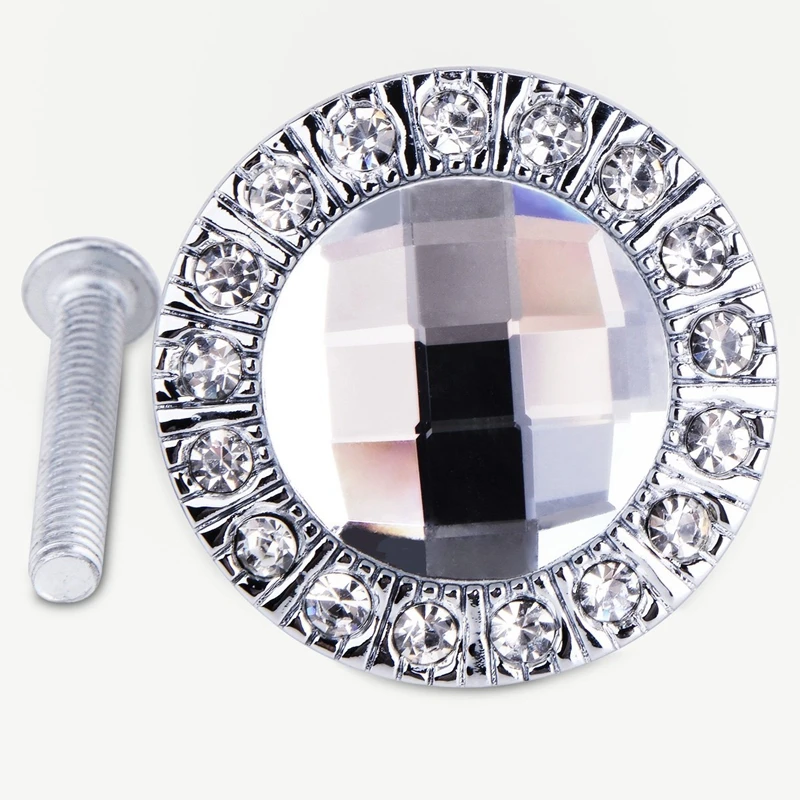 

4x handle knob silver diament brilliant for cabinet drawer door