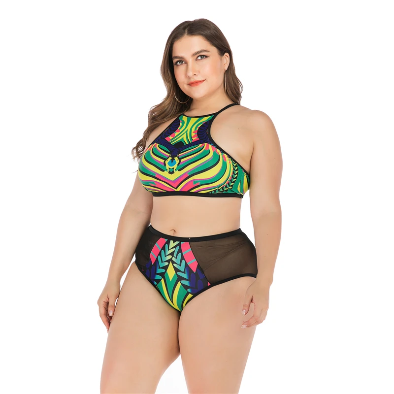 

Bikini Set Women 2019 Large Size 4XL Printed Sexy Plus Size Push Up Swimsuit Swimwear Women Swimming Bathing Suit Beachwear