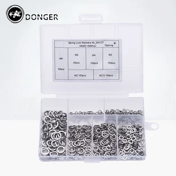 

500Pcs/set DIN127 GB93 M2 M2.5 M3 M4 M5 M6 304 Stainless Steel Shells Pad Spring Lock Washer Elastic Gasket HW007