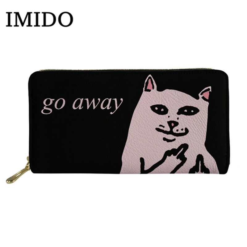 Женский кошелек с объемным принтом Go Away кошелек-клатч котом мужской карманом для