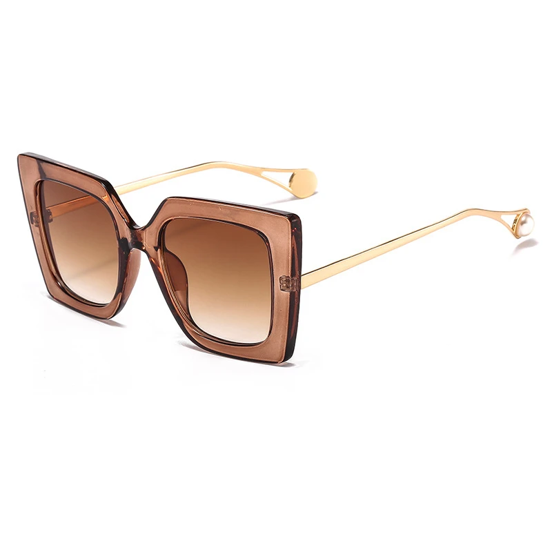 Новые модные квадратные солнцезащитные очки для женщин, брендовые дизайнерские ретро зеркальные солнцезащитные очки, Винтажные Солнцезащитные очки Lunette De Soleil Femme - Цвет линз: Tea