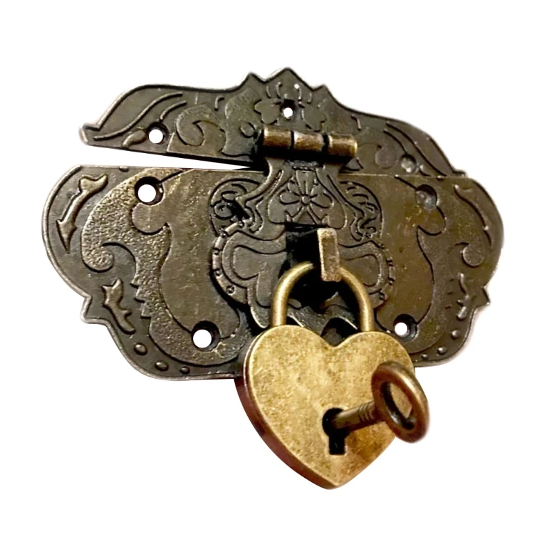 Engraved Hinge for Decorative Cabinet Small Wooden Box Project Vintage Bronze Hasp Decorative Hook Lock for Cabinet cabinet door hinges jewelry box hasps decorative latches furniture hardware