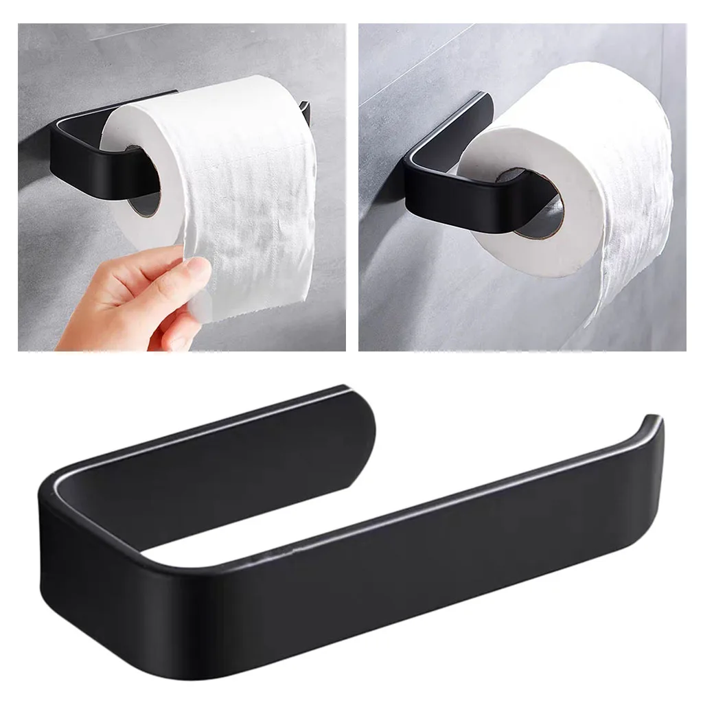 Toilet Paper Holder Towel Punch-free Adhesive Wall Mounted Holder Stand Hook