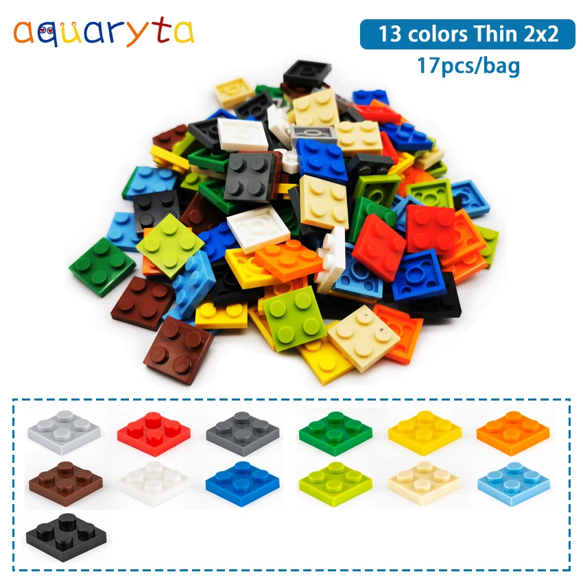 Aquaryta 17 шт./лот 2x2 Точки Строительные блоки 3022 13 цветов 3D Дети Обучающие Кирпичи DIY