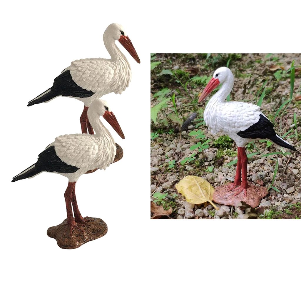 Set of 2 Crane Garden Statues, Durable Outdoor Sculptures Make Great Home Decor