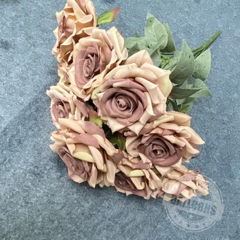 Retro European Artificial Rose Flowers Silk Fake Flowers Wedding Party Home Decoration Flower Bouquet Wreath DIY Scrapbooking 1